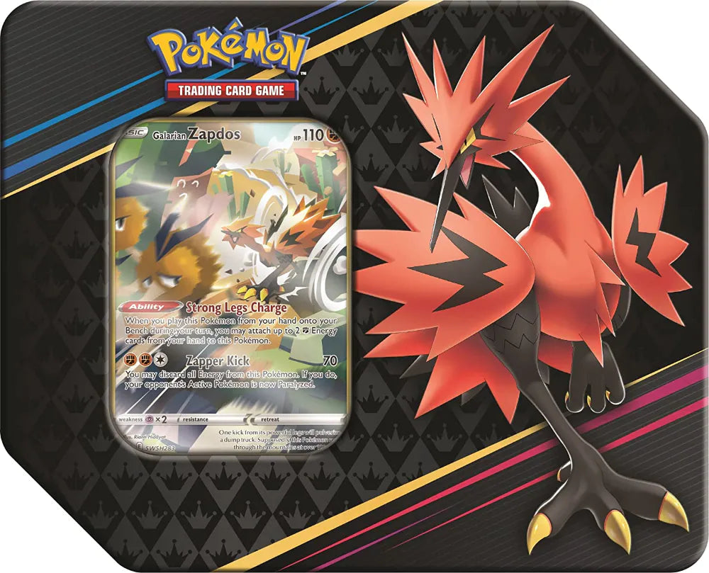 Crown Zenith Galarian Zapdos Tin