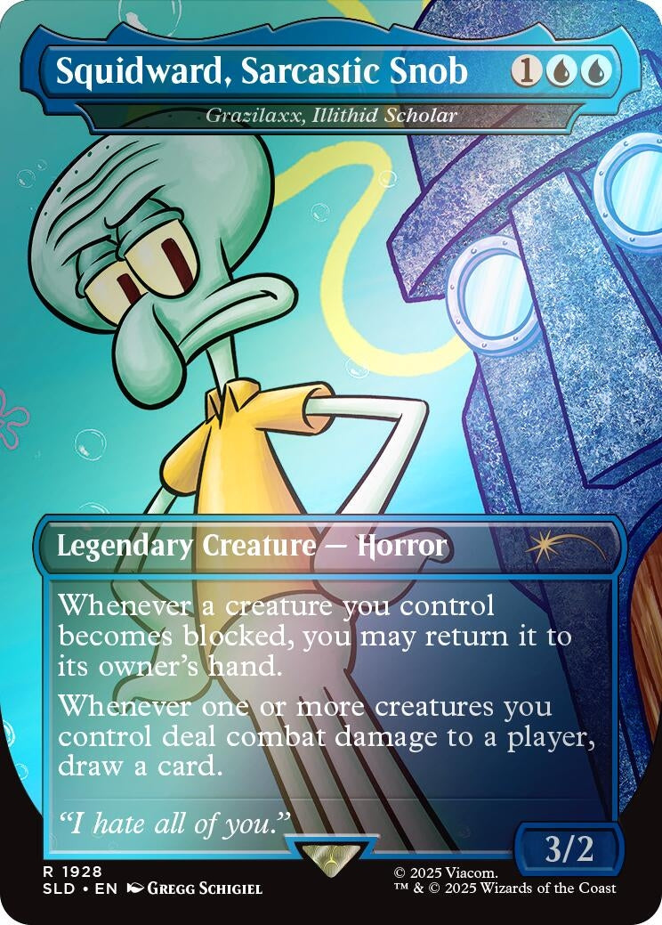 Squidward, Sarcastic Snob - Grazilaxx, Illithid Scholar (Rainbow Foil) (1928) (SLD)