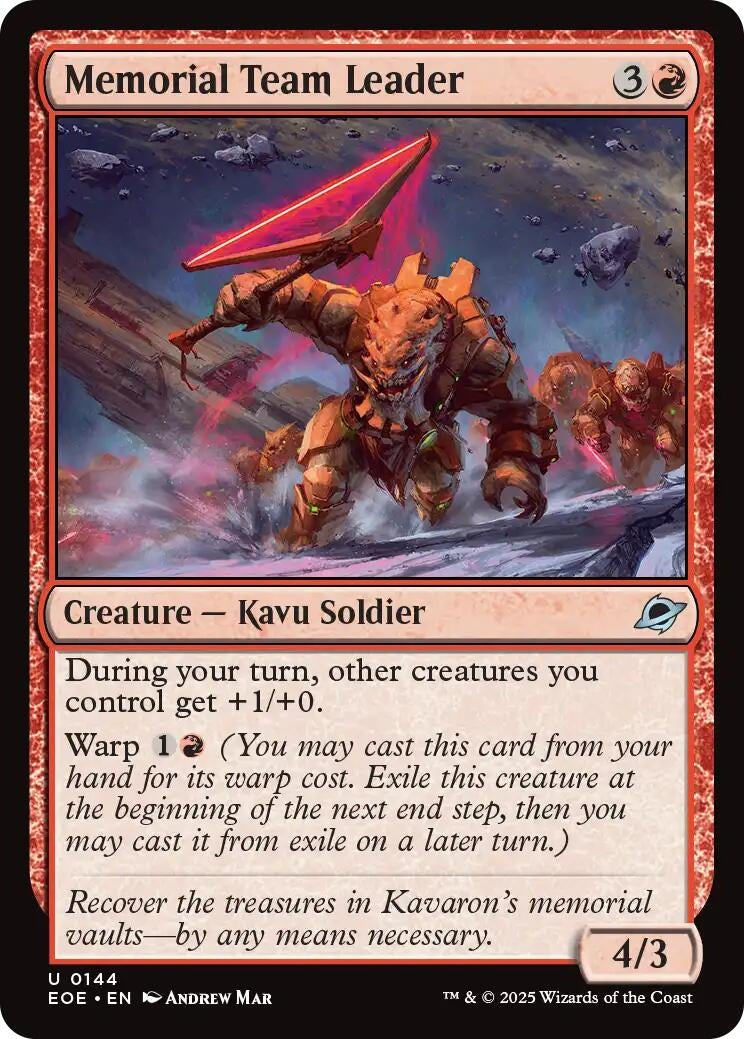 Image for Memorial Team Leader (144) (EOE) - Magic: The Gathering