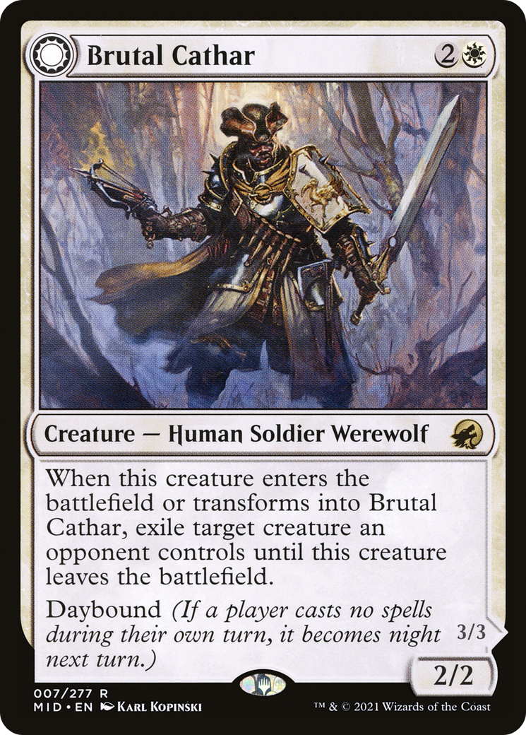 Brutal Cathar // Moonrage Brute [Innistrad: Midnight Hunt]