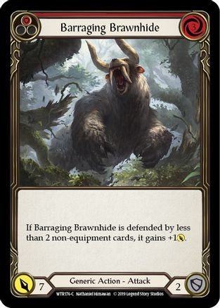 Barraging Brawnhide (Red) [WTR176-C] (Welcome to Rathe)  Alpha Print Rainbow Foil