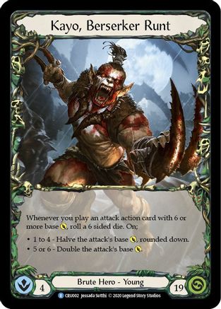 Kayo, Berserker Runt [CRU002] (Crucible of War)  1st Edition Rainbow Foil