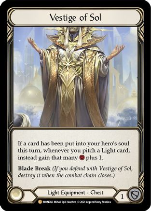 Vestige of Sol [MON060-CF] (Monarch)  1st Edition Cold Foil