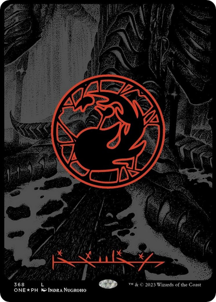 Mountain (Phyrexian) - Full Art (Oil Slick Raised Foil) (368) (ONE)