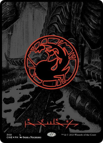 Mountain (Phyrexian) - Full Art (Oil Slick Raised Foil) (368) (ONE)