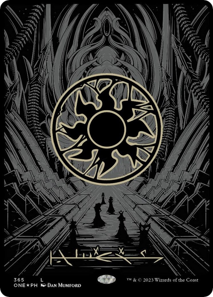 Plains (Phyrexian) - Full Art (Oil Slick Raised Foil) (365) (ONE)