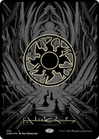 Plains (Phyrexian) - Full Art (Oil Slick Raised Foil) (365) (ONE)