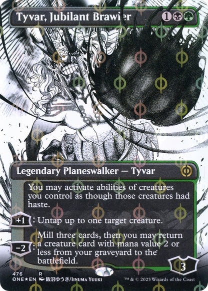 Tyvar, Jubilant Brawler (Borderless) (Step-and-Compleat Foil) (476) (ONE)