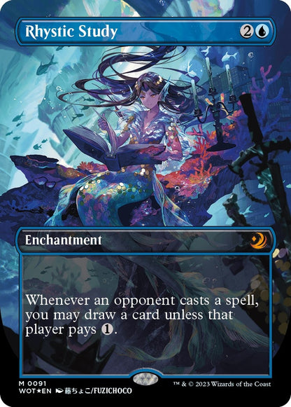 Rhystic Study (Anime Borderless) (Confetti Foil) (91) (WOT)