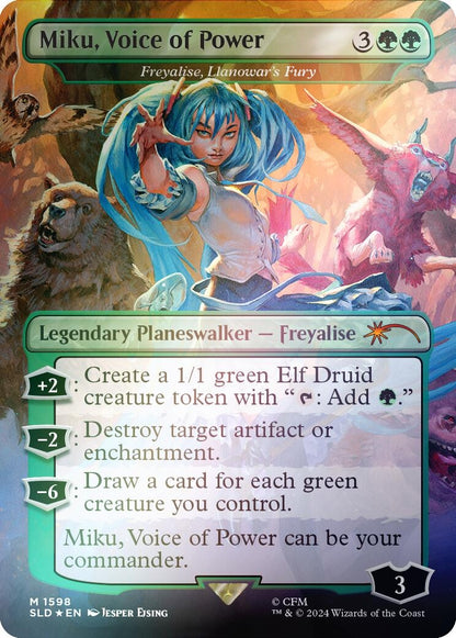 Miku, Voice of Power - Freyalise, Llanowar's Fury (Rainbow Foil) (1598) (SLD)