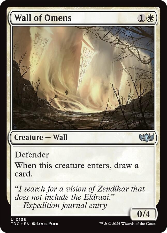 Image for Wall of Omens (138) (TDC) - Magic: The Gathering