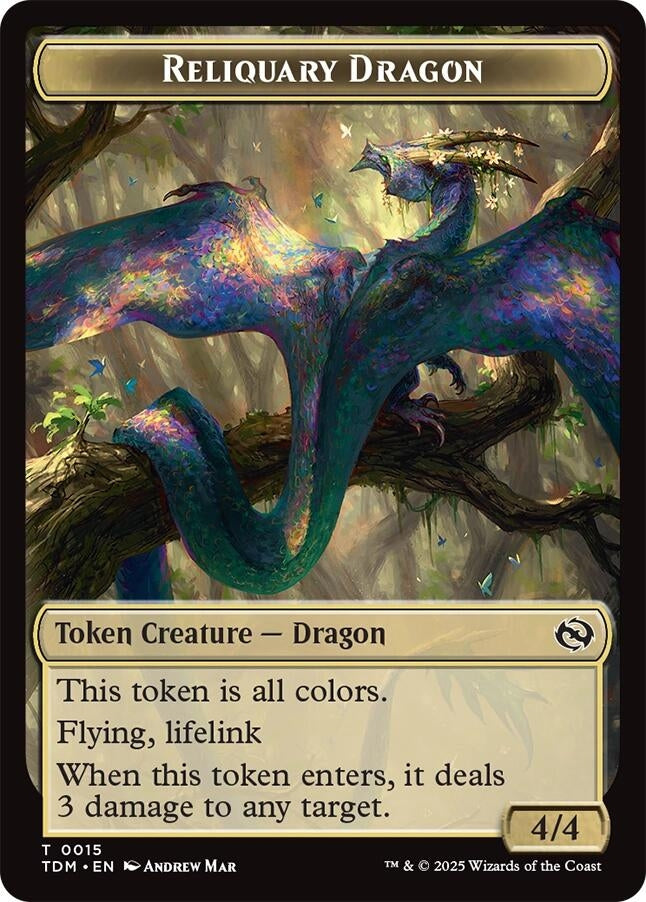 Reliquary Dragon // Dragon (0011) Double-Sided Token (15 // 11) (TDM)