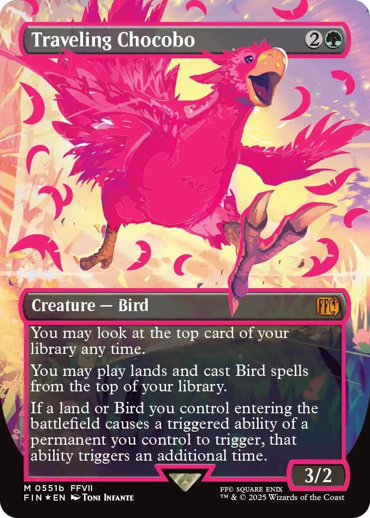 Traveling Chocobo (Borderless) (Neon Ink Pink) (551b) (FIN)