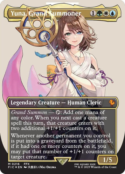 Yuna, Grand Summoner (Borderless) (Surge Foil) (216) (FIC)