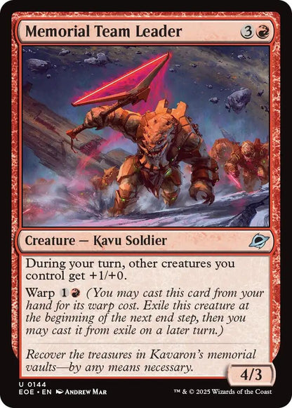 Image for Memorial Team Leader (144) (EOE) - Magic: The Gathering