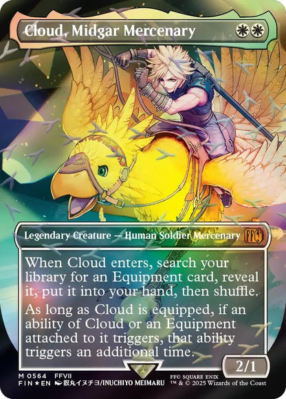 Cloud, Midgar Mercenary (Borderless) (Chocobo Track Foil) (564) (FIN)