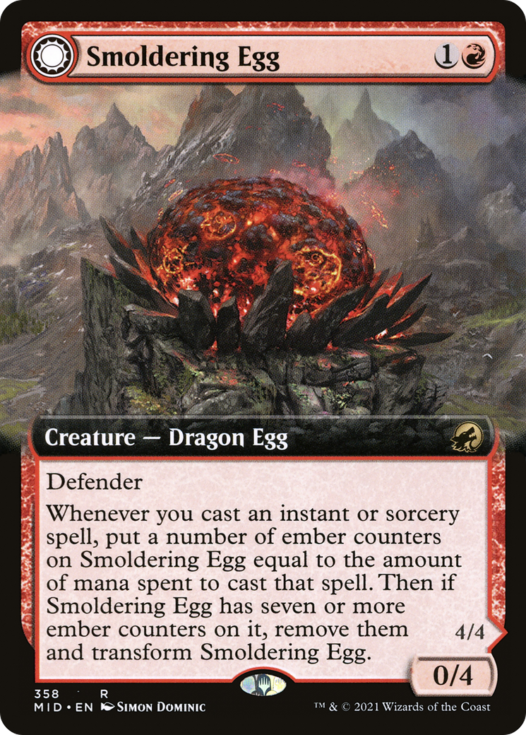 Smoldering Egg // Ashmouth Dragon (Extended Art) [Innistrad: Midnight Hunt]